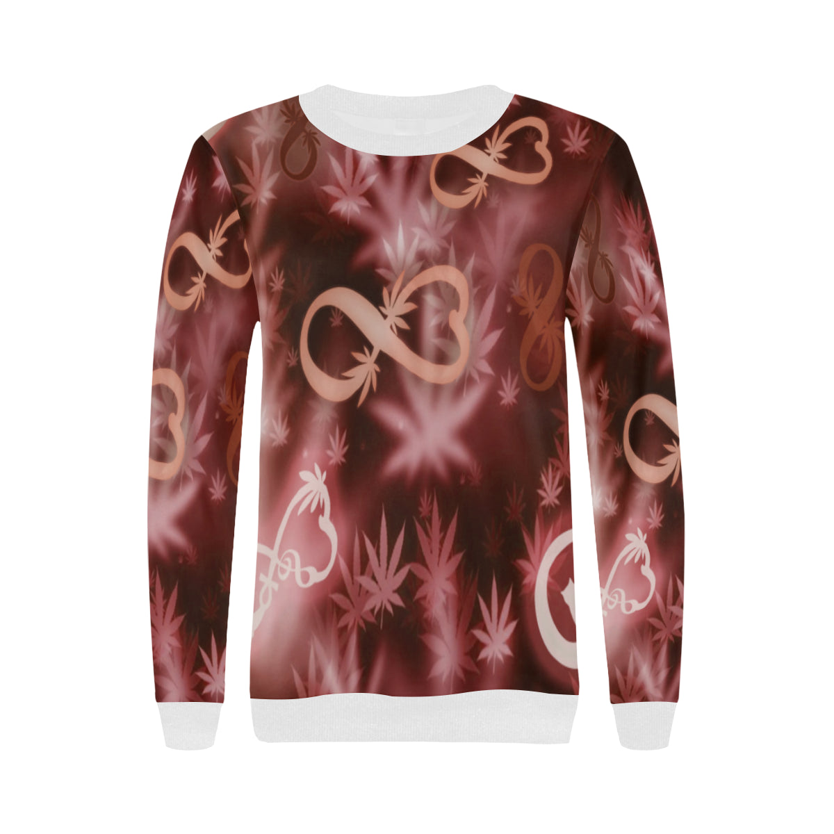 INFINITY RED COSMOS Women's Rib Cuff Crew Neck Sweatshirt (Model H34)