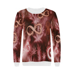 INFINITY RED COSMOS Women's Rib Cuff Crew Neck Sweatshirt (Model H34)