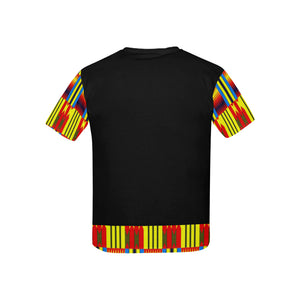 FRACTAL BLUE KENTE Kids' All Over Print T-Shirt