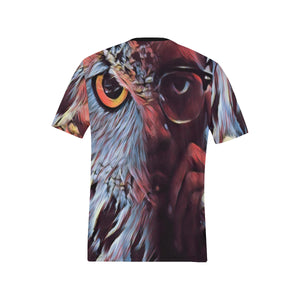 WISE OWL ME Men's All Over Print T-Shirt (Solid Color Neck) (Model T63)