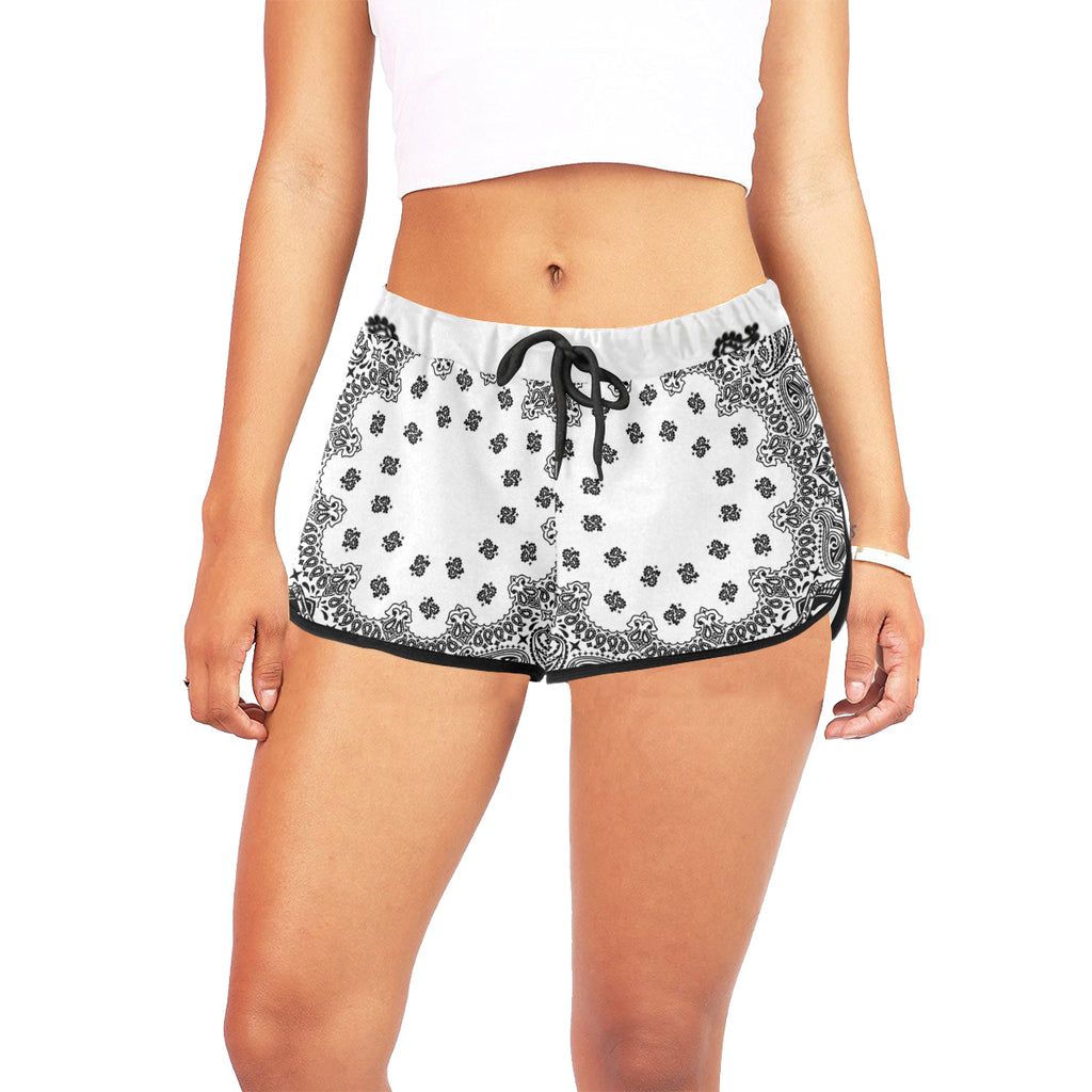 BANDANA WHT Women's All Over Print Relaxed Shorts