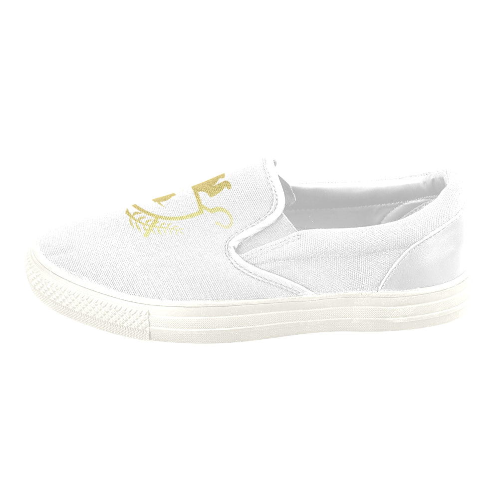 ATEF SHIELD WHITE Men's Unusual Slip-on Canvas Shoes