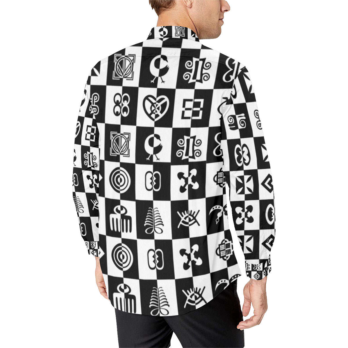 ADINKRA PUZZLE Men's All Over Print Casual Dress Shirt