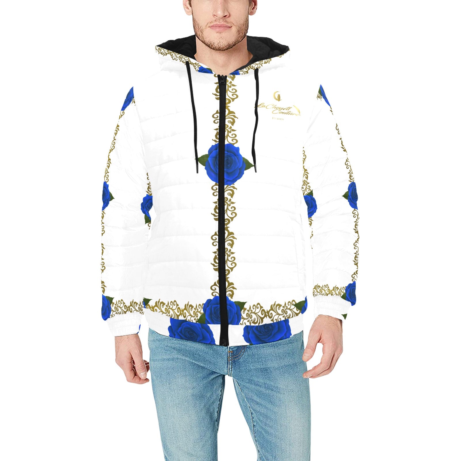 BLUE ROSES OWL Men's Padded Hooded Jacket