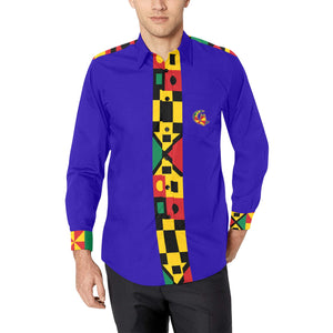 KENTE BUTAN Men's All Over Print Casual Dress Shirt