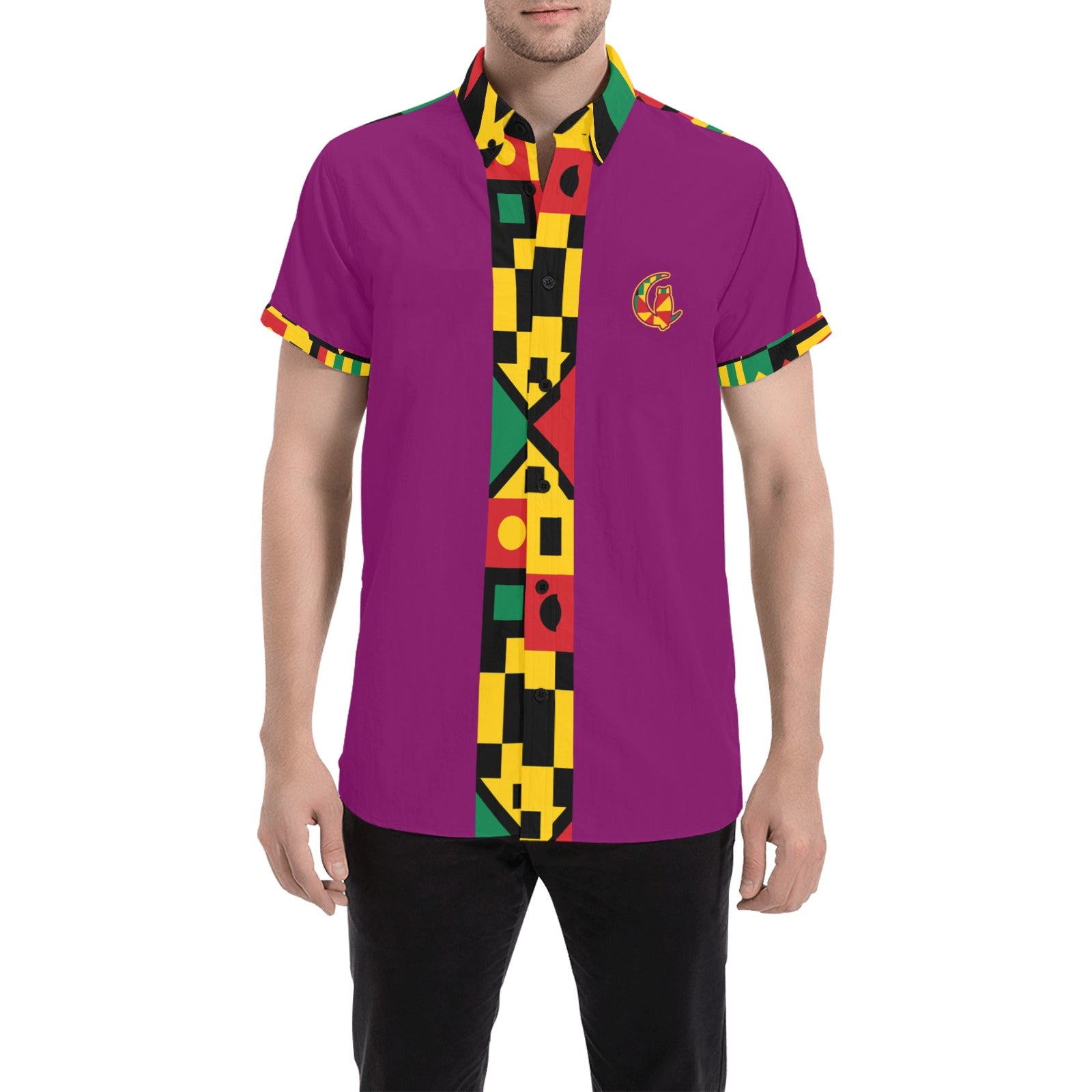 KENTE BUTAN Men's All Over Print Short Sleeve Shirt