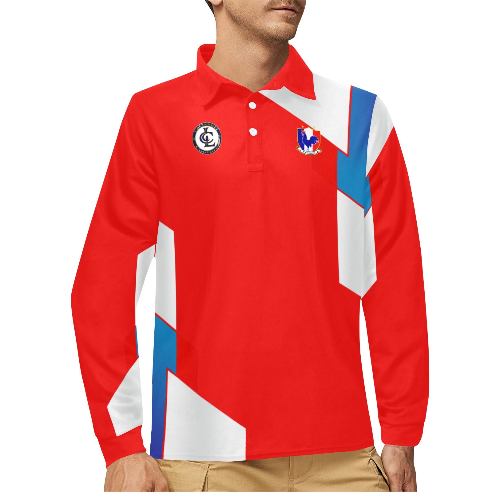 FRANCE Men's Long Sleeve Polo Shirt
