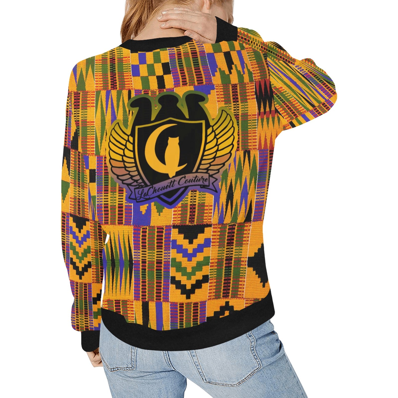 KENTE ATEF Women's Rib Cuff Crew Neck Sweatshirt (Model H34)