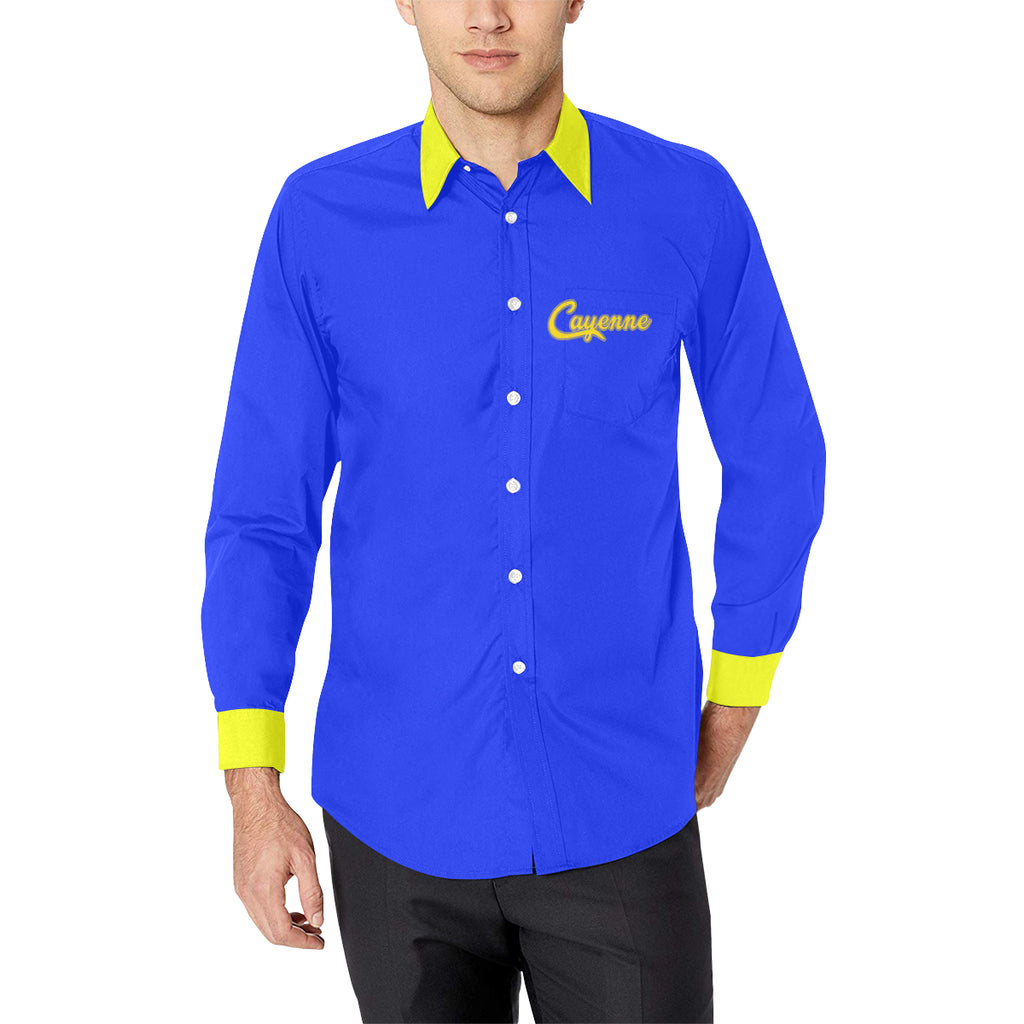 CAYENNE BLUE Men's All Over Print Casual Dress Shirt (Model T61)