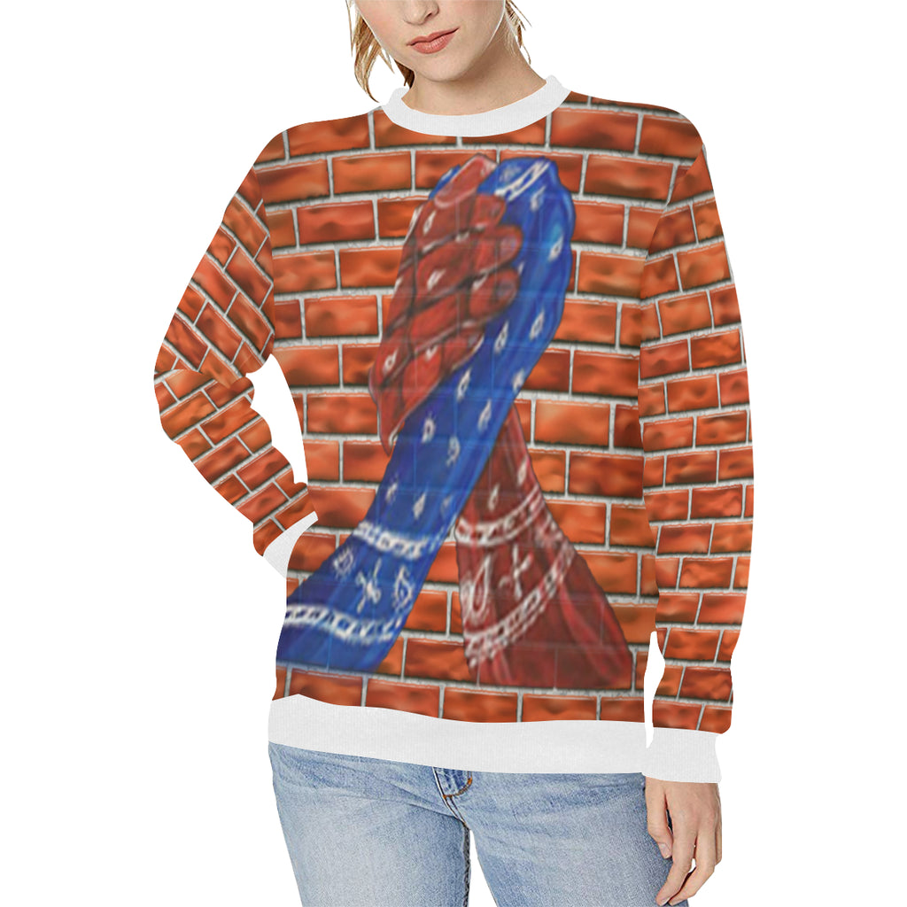 GANG MOST UNITED Women's Rib Cuff Crew Neck Sweatshirt (Model H34)