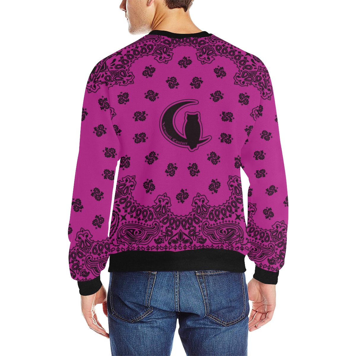 BANDANA PURPLE Men's Rib Cuff Crew Neck Sweatshirt