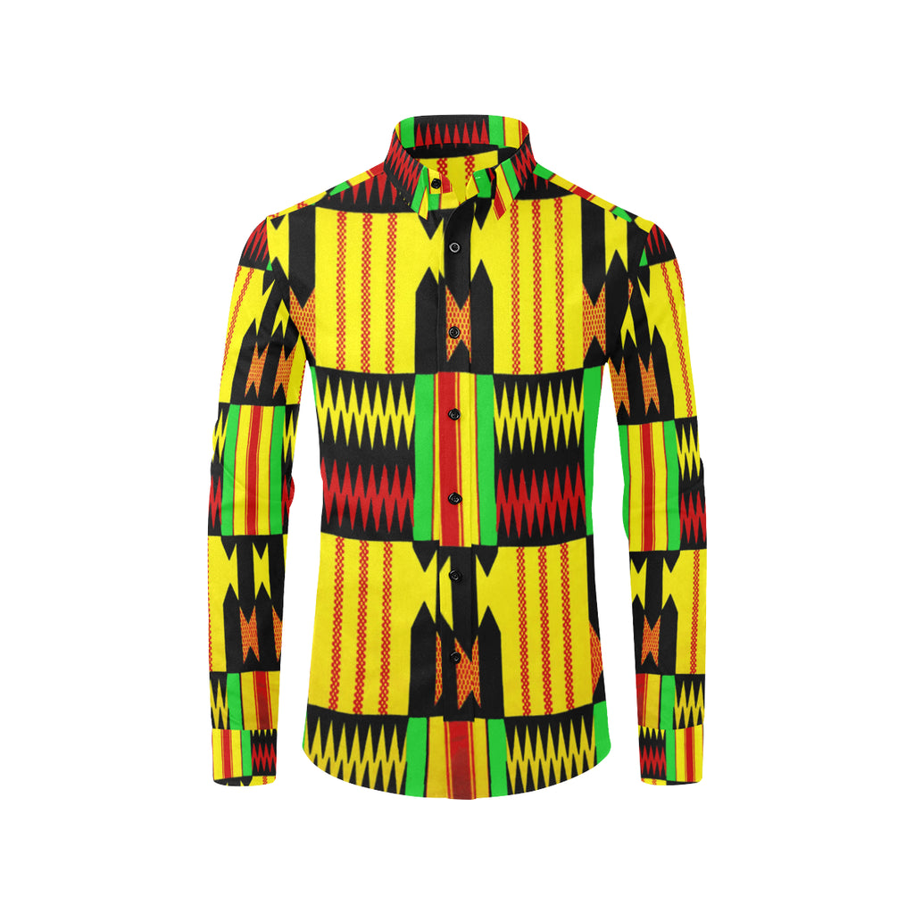 KENTE RASTA Men's All Over Print Casual Dress Shirt