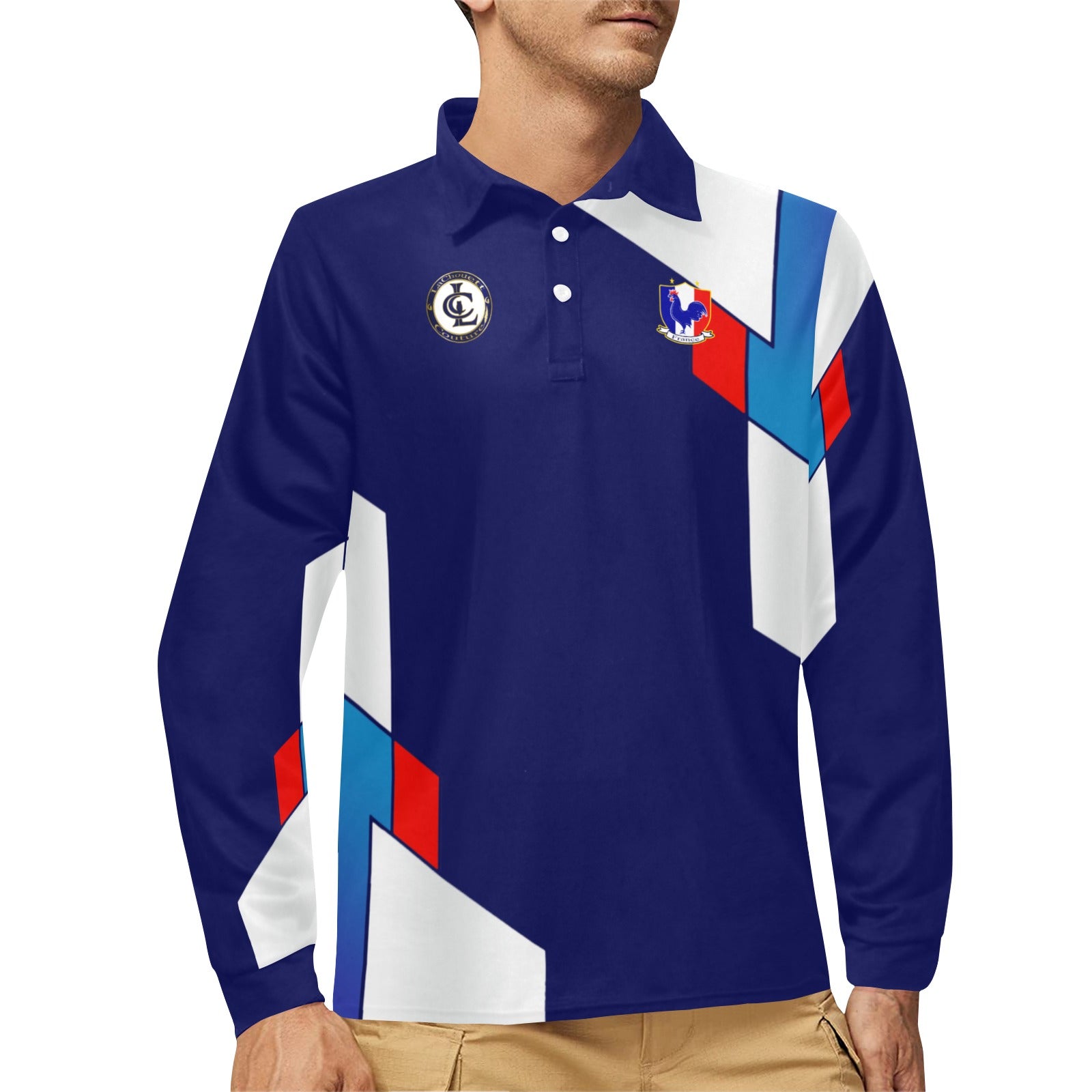 FRANCE Men's Long Sleeve Polo Shirt