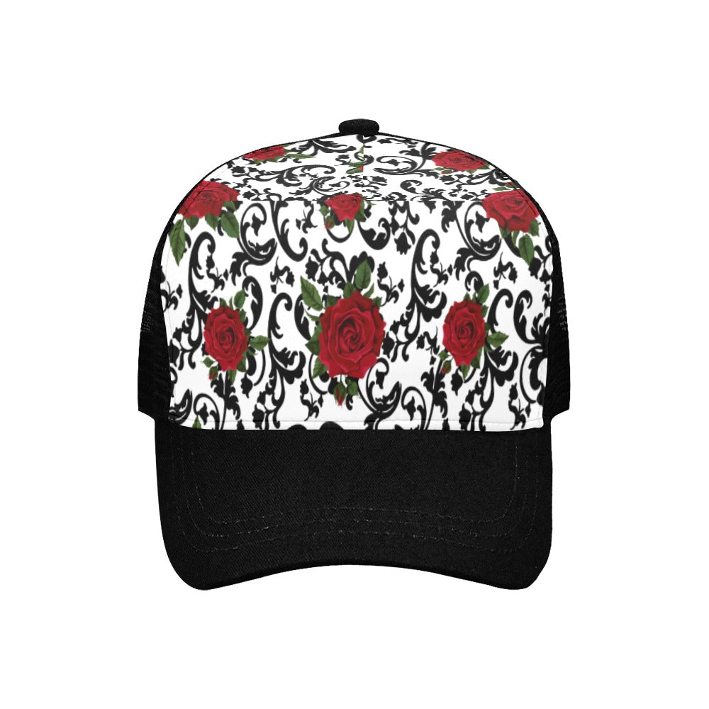 RED ROSES Trucker Cap E (Front Panel Customization)