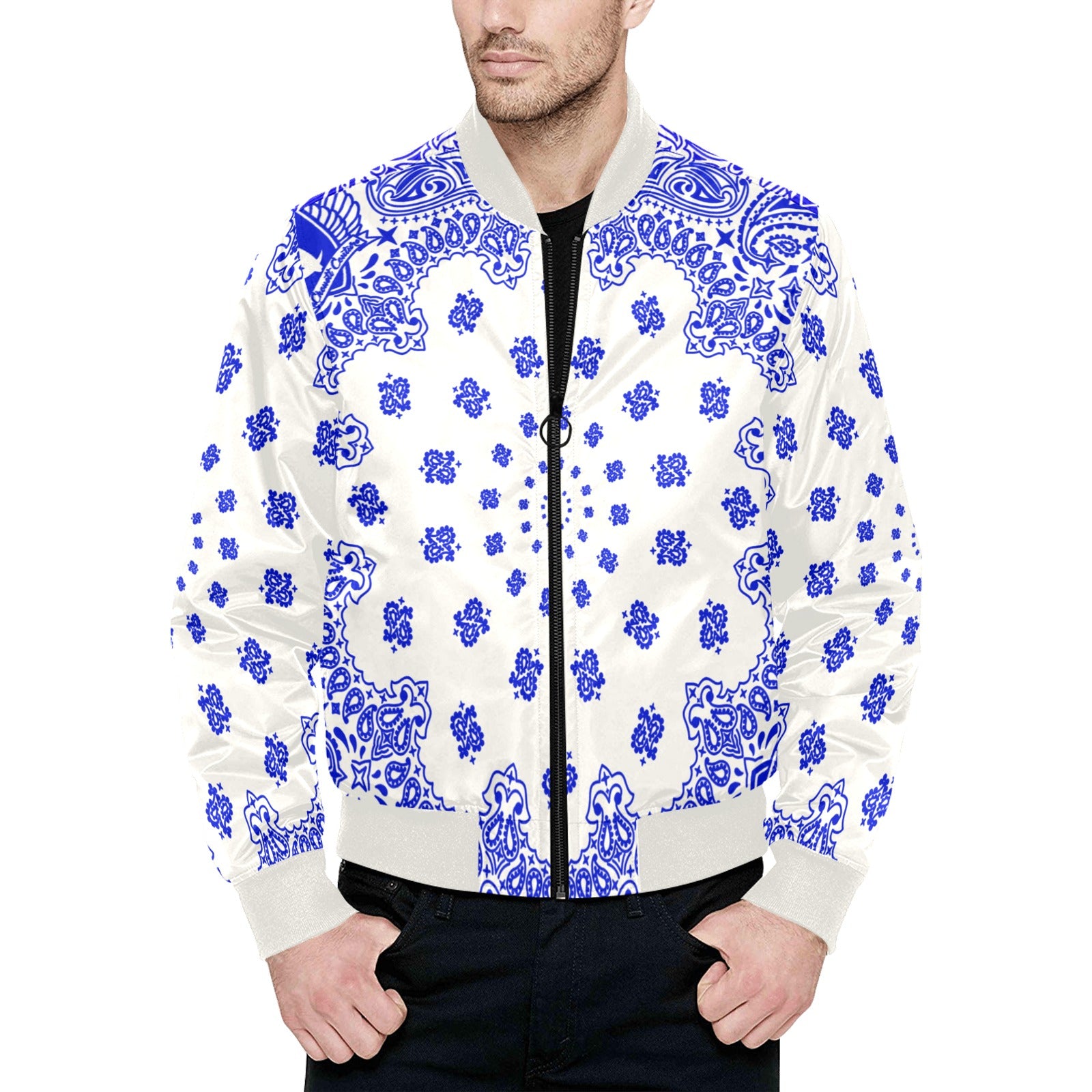 BANDANA Cs'UPWHT All Over Print Quilted Bomber Jacket for Men