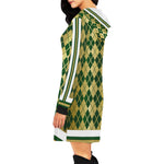 ARLEQUIN GREEN All Over Print Hoodie Mini Dress