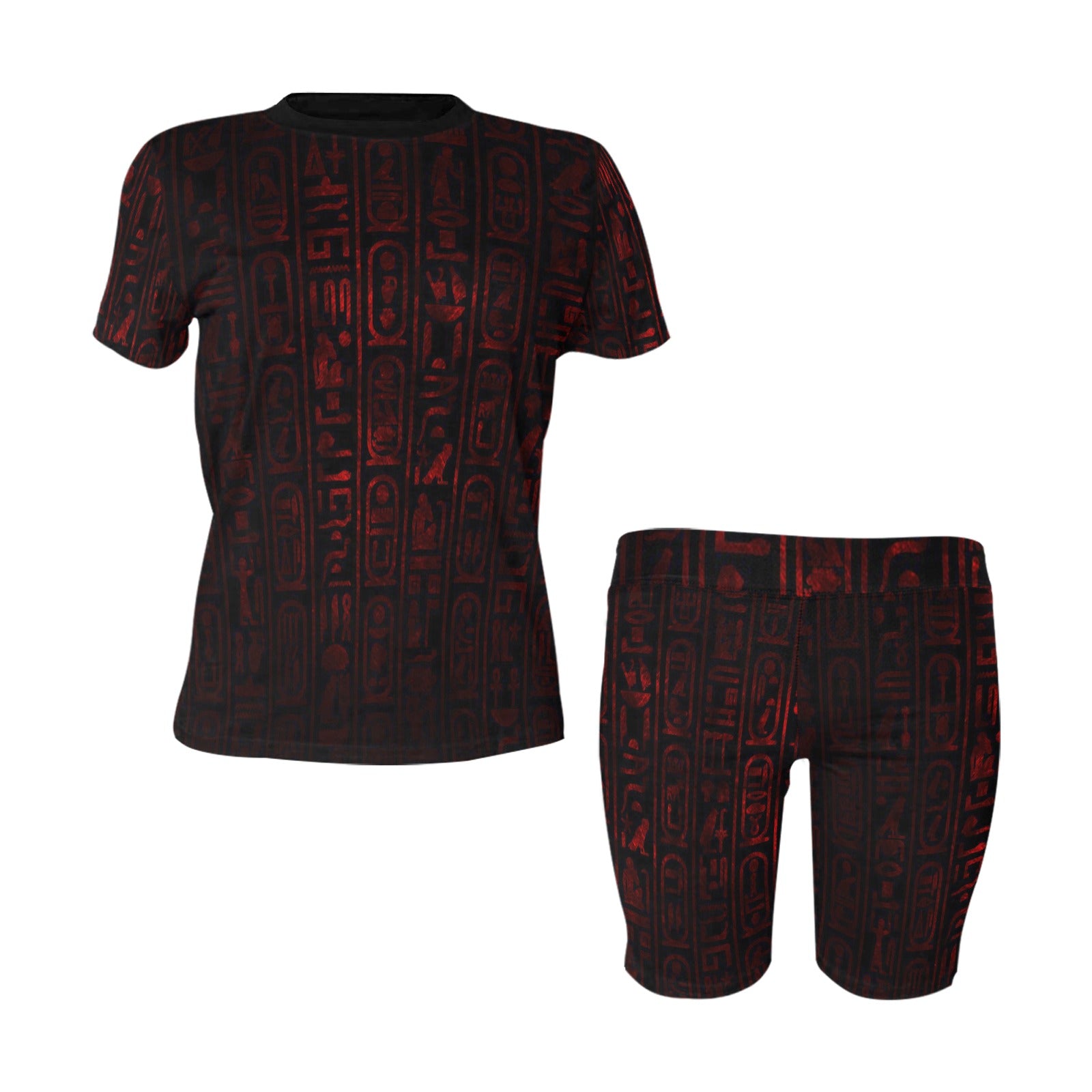 HIEROGLYPH RED Women's Short Yoga Set