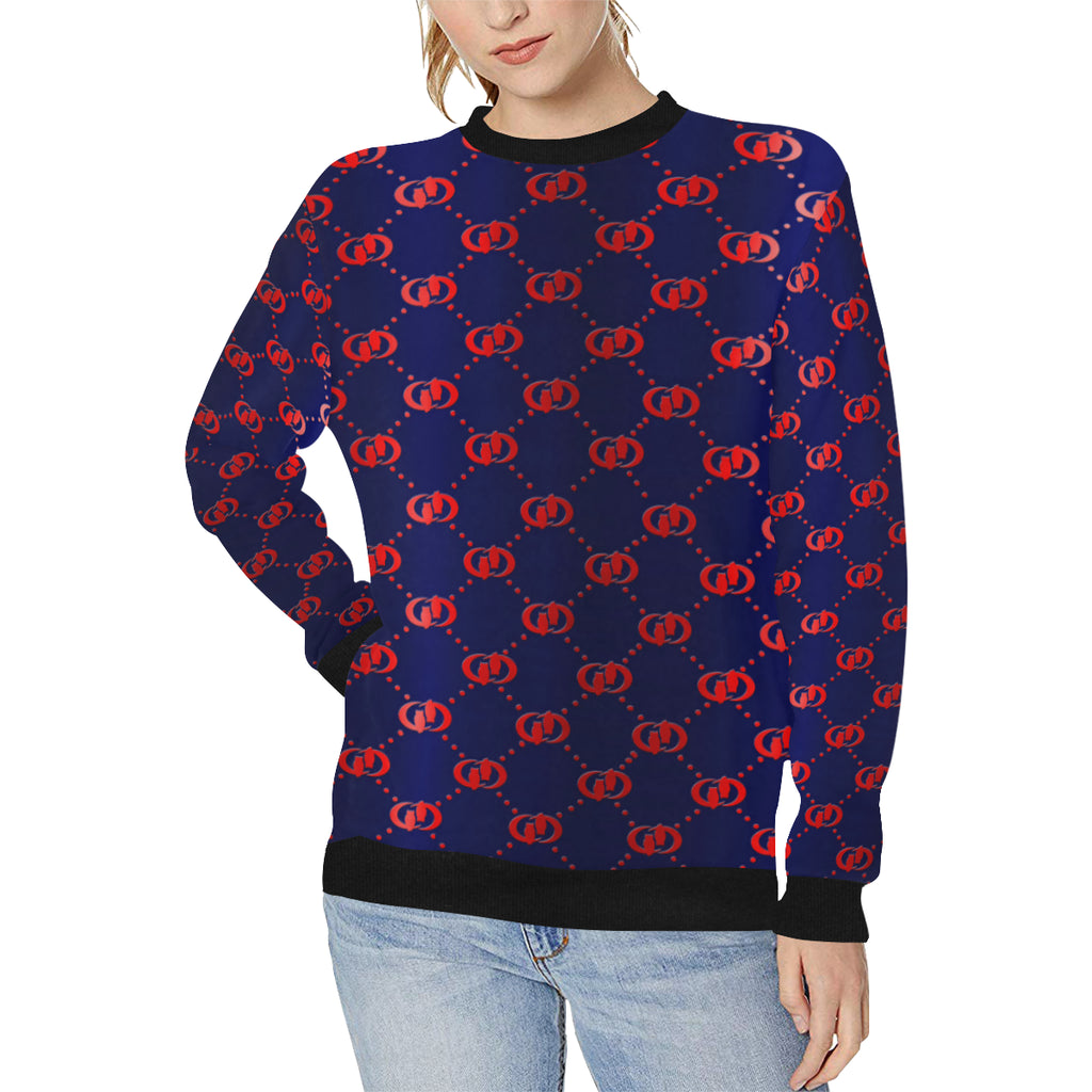 EXCELLENCE BLURED Women's Rib Cuff Crew Neck Sweatshirt