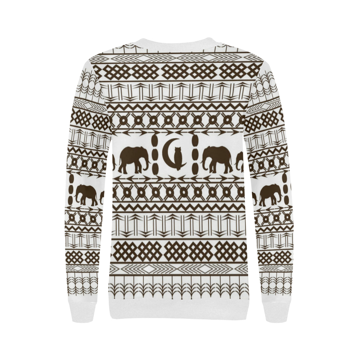 ELEPHANT ORNEMENT Women's Rib Cuff Crew Neck Sweatshirt (Model H34)