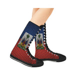 HAITI FLAG Canvas Long Boots For Women Model 7013H