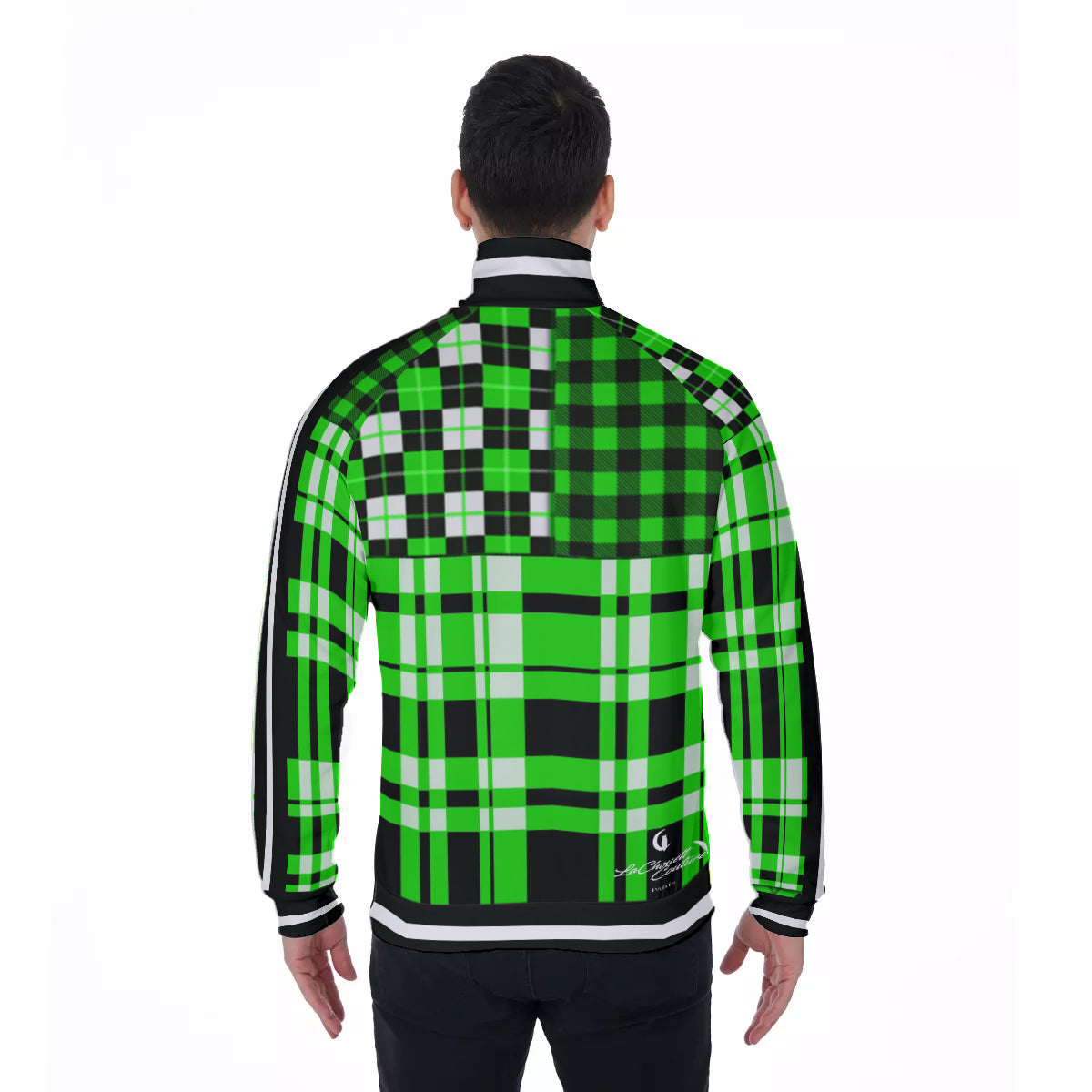FLEXIN PLAID FLUO Men's Stand Collar Jacket