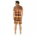 FLEXIN PLAID ORANGE Men's Short Sleeve Shirt Sets