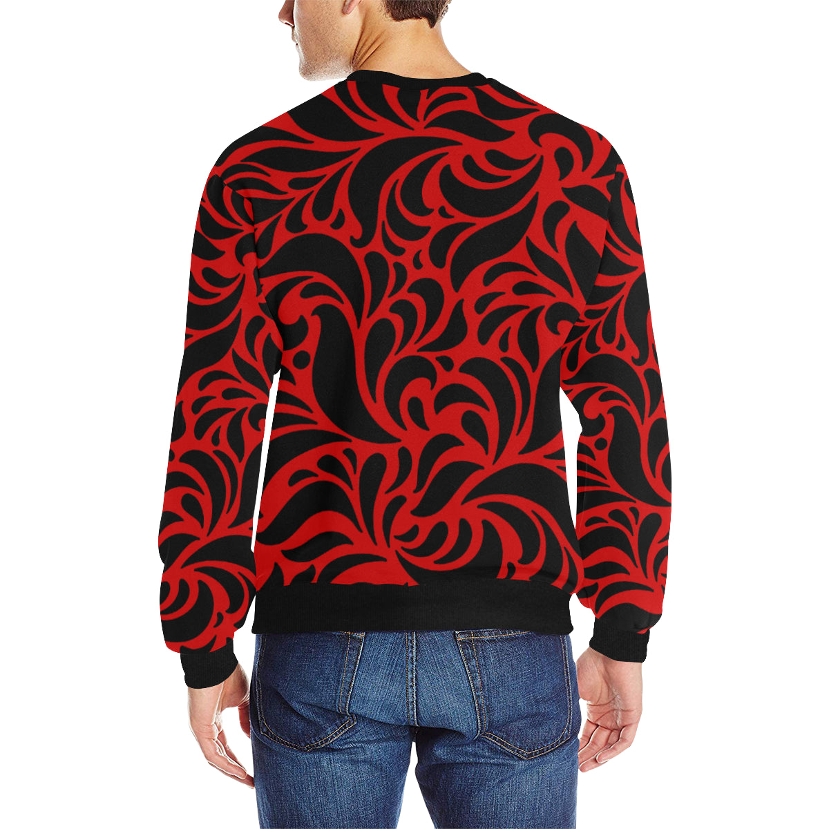 GORGIOUS RED LEAF Men's Rib Cuff Crew Neck Sweatshirt