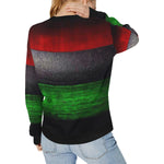 RBG GRUNGE Women's Rib Cuff Crew Neck Sweatshirt (Model H34)
