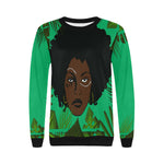 TROPICAL KWEEN FOREST Women's Rib Cuff Crew Neck Sweatshirt