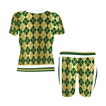 ARLEQUIN GREEN Women's Short Yoga Set