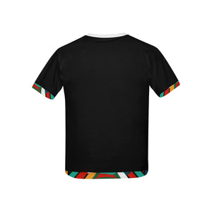 TEMBE ART BLING Kids' All Over Print T-Shirt with Solid Color Neck