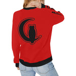 LCC BLACC BORDER RED Women's Rib Cuff Crew Neck Sweatshirt (Model H34)