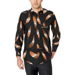 FEATHER COLOR BLCC Men's All Over Print Casual Dress Shirt