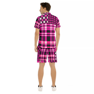 FLEXIN PLAID PRPLE Men's Short Sleeve Shirt Sets