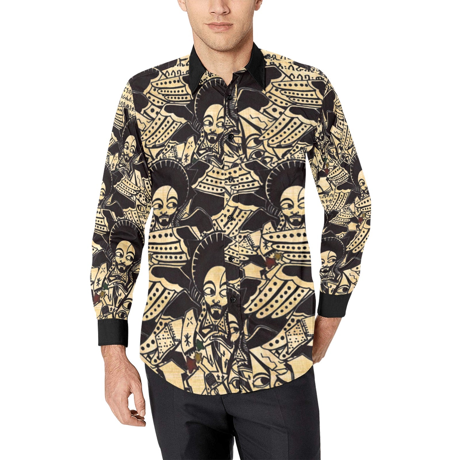 SATTA MASSAGANA Men's All Over Print Casual Dress Shirt