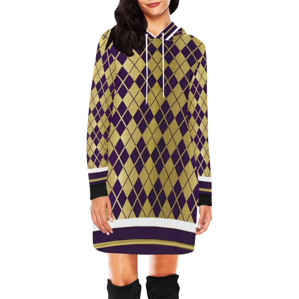 ARLEQUIN GRAPE All Over Print Hoodie Mini Dress