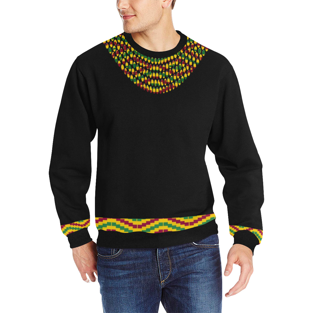KEMET STYLE STRASS Men's Rib Cuff Crew Neck Sweatshirt