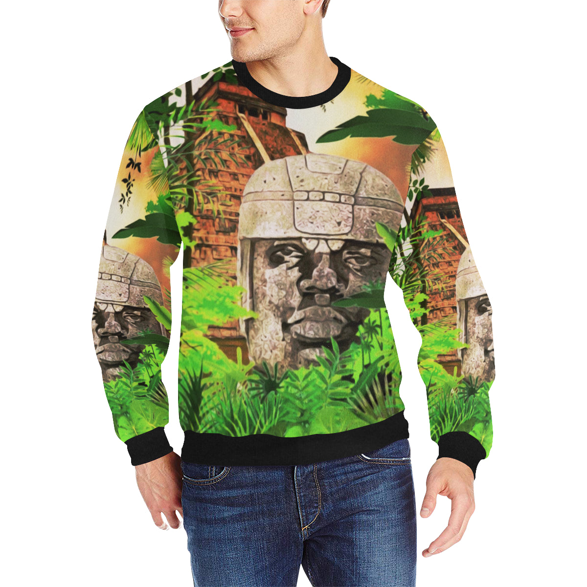 THE NOTORIOUS OLMEC Men's Rib Cuff Crew Neck Sweatshirt