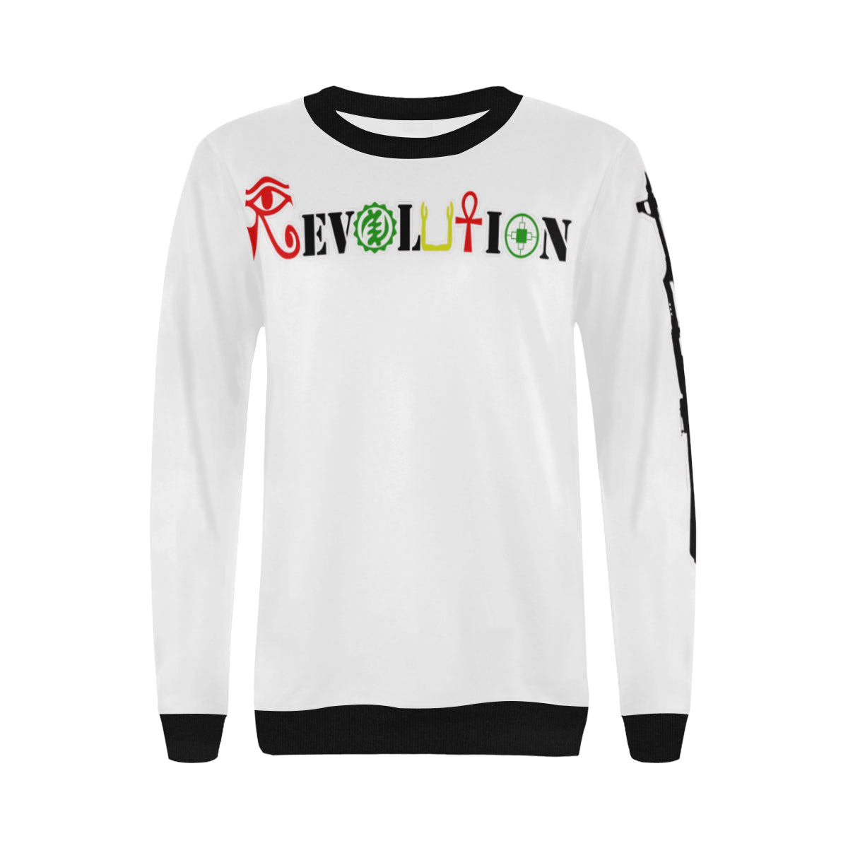 REVOLUTION Women's Rib Cuff Crew Neck Sweatshirt (Model H34)