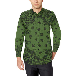 BANDANA KAKI Men's All Over Print Casual Dress Shirt