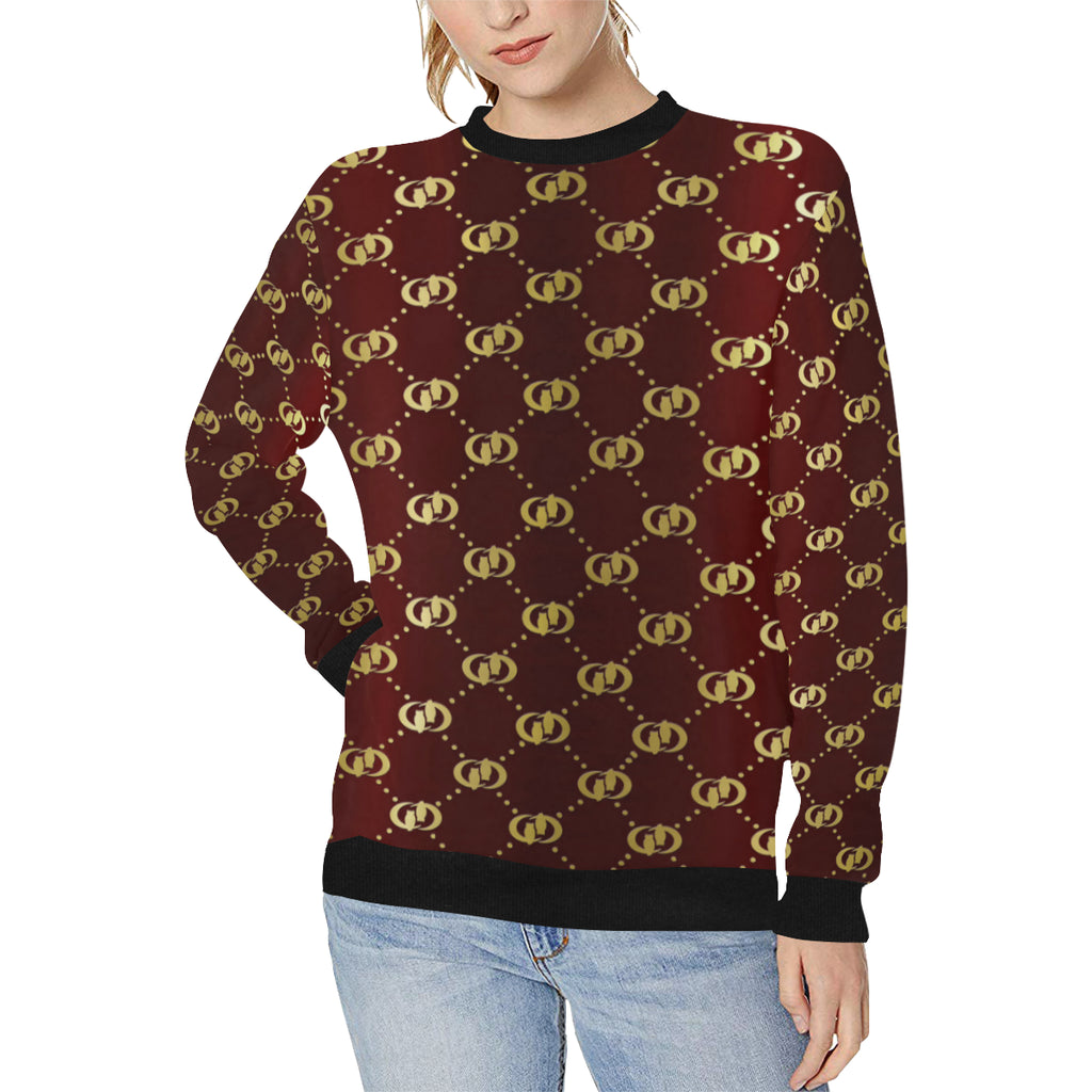EXCELLENCE BRDXGLD Women's Rib Cuff Crew Neck Sweatshirt (Model H34)