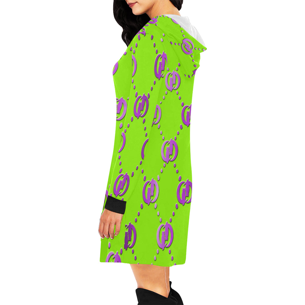 GOODIE GP All Over Print Hoodie Mini Dress