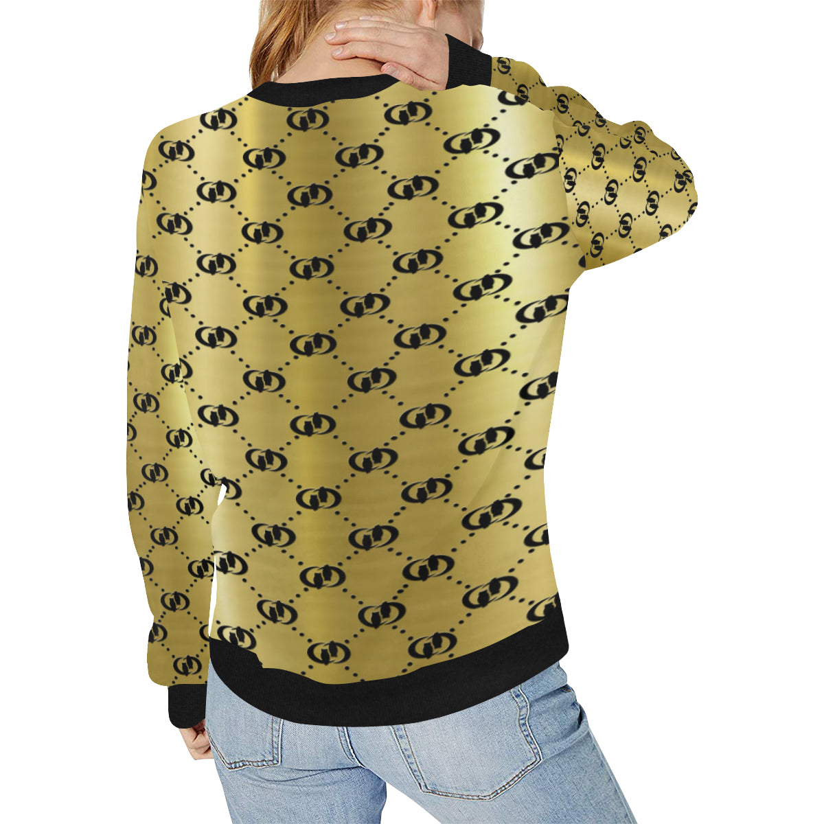 EXCELLENCE GLDBLCC Women's Rib Cuff Crew Neck Sweatshirt (Model H34)