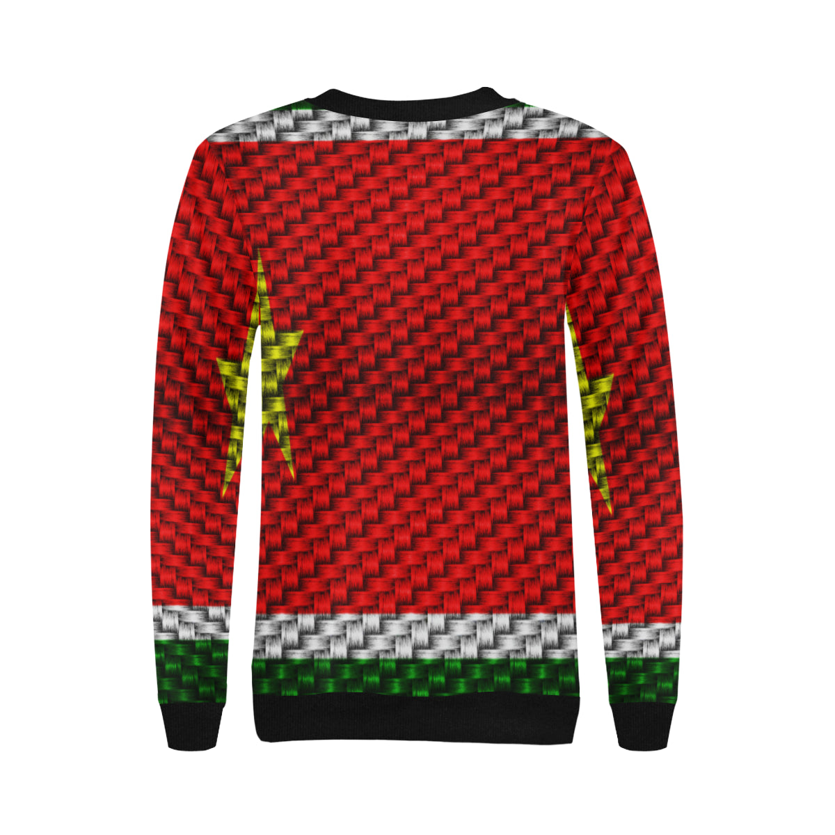 GWADA FLAG Women's Rib Cuff Crew Neck Sweatshirt (Model H34)