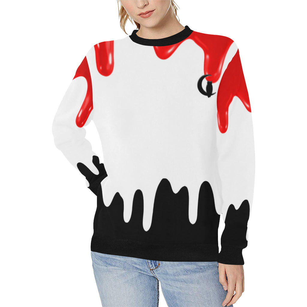 DRIPPIN SAUCE Women's Rib Cuff Crew Neck Sweatshirt (Model H34)