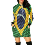 BRASIL FLAG All Over Print Hoodie Mini Dress