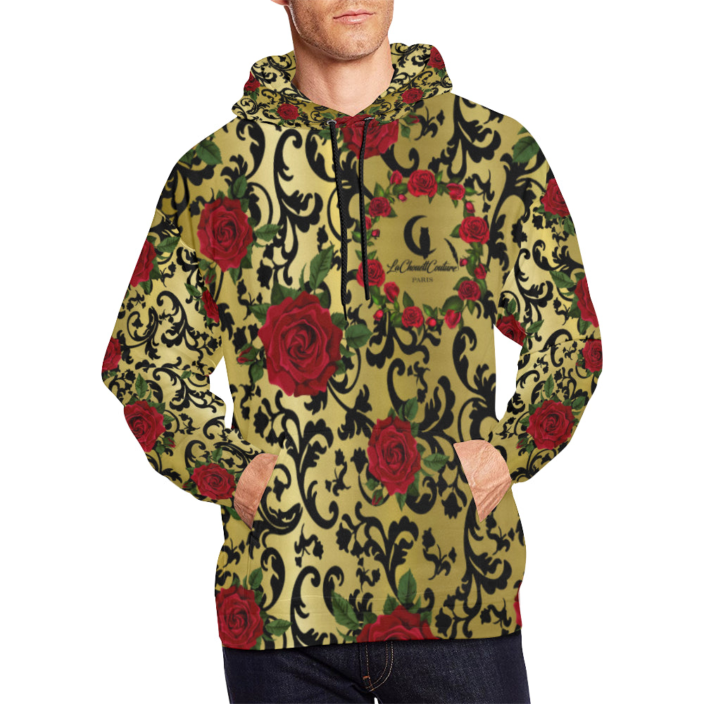 RED ROSES GOLD All Over Print Hoodie for Men