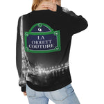 PARIS BY NIGHT Women's Rib Cuff Crew Neck Sweatshirt (Model H34)