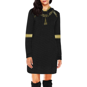 ANKH UDJA SENEB GOLD All Over Print Hoodie Mini Dress