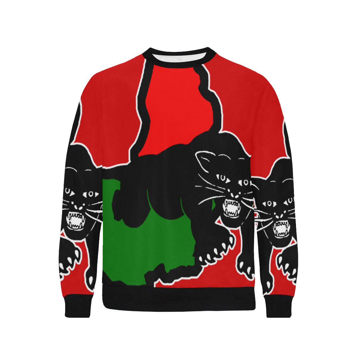 BLACC PANTHER RED Men's Rib Cuff Crew Neck Sweatshirt